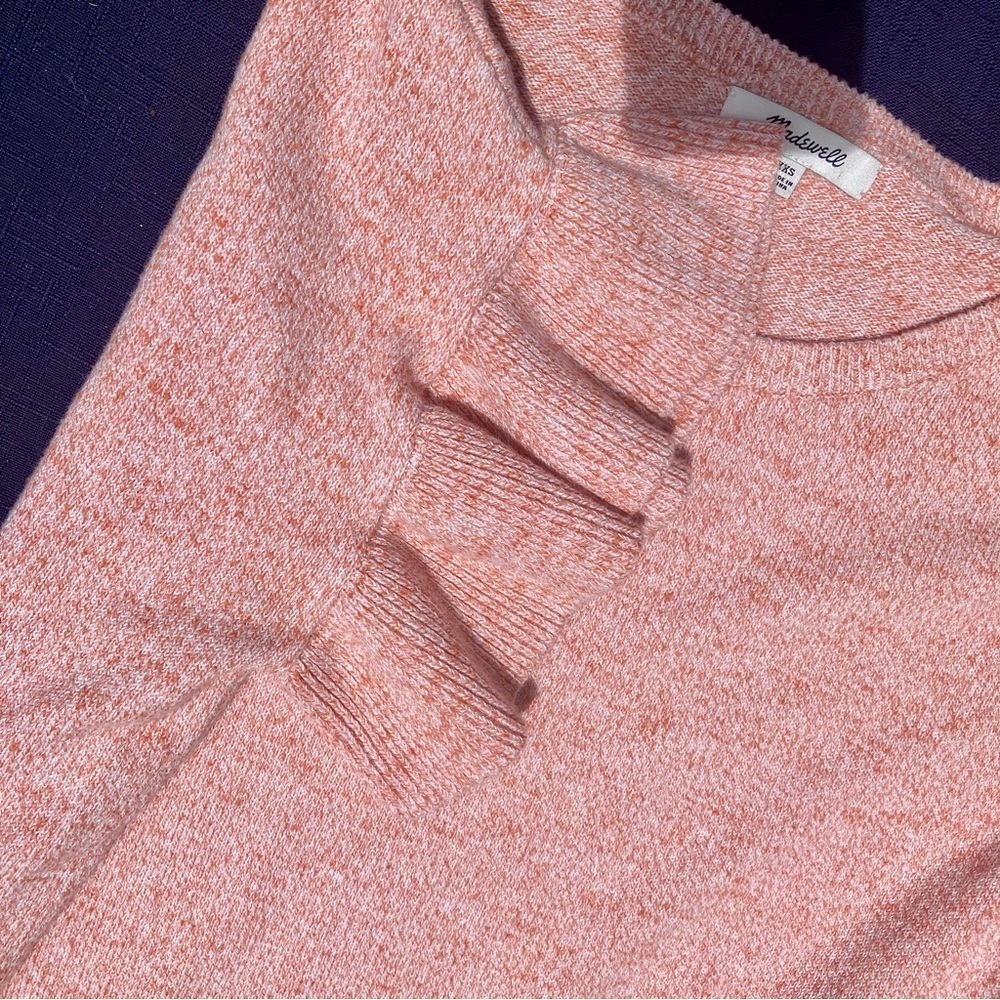 Madewell Peach Coral Heather Ruffle Short Sleeve Top Tee womens XXS cottage core - Picture 4 of 6